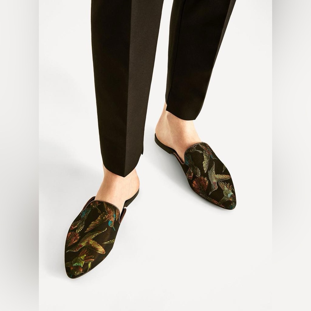ZARA hummingbird slide on mules size 5